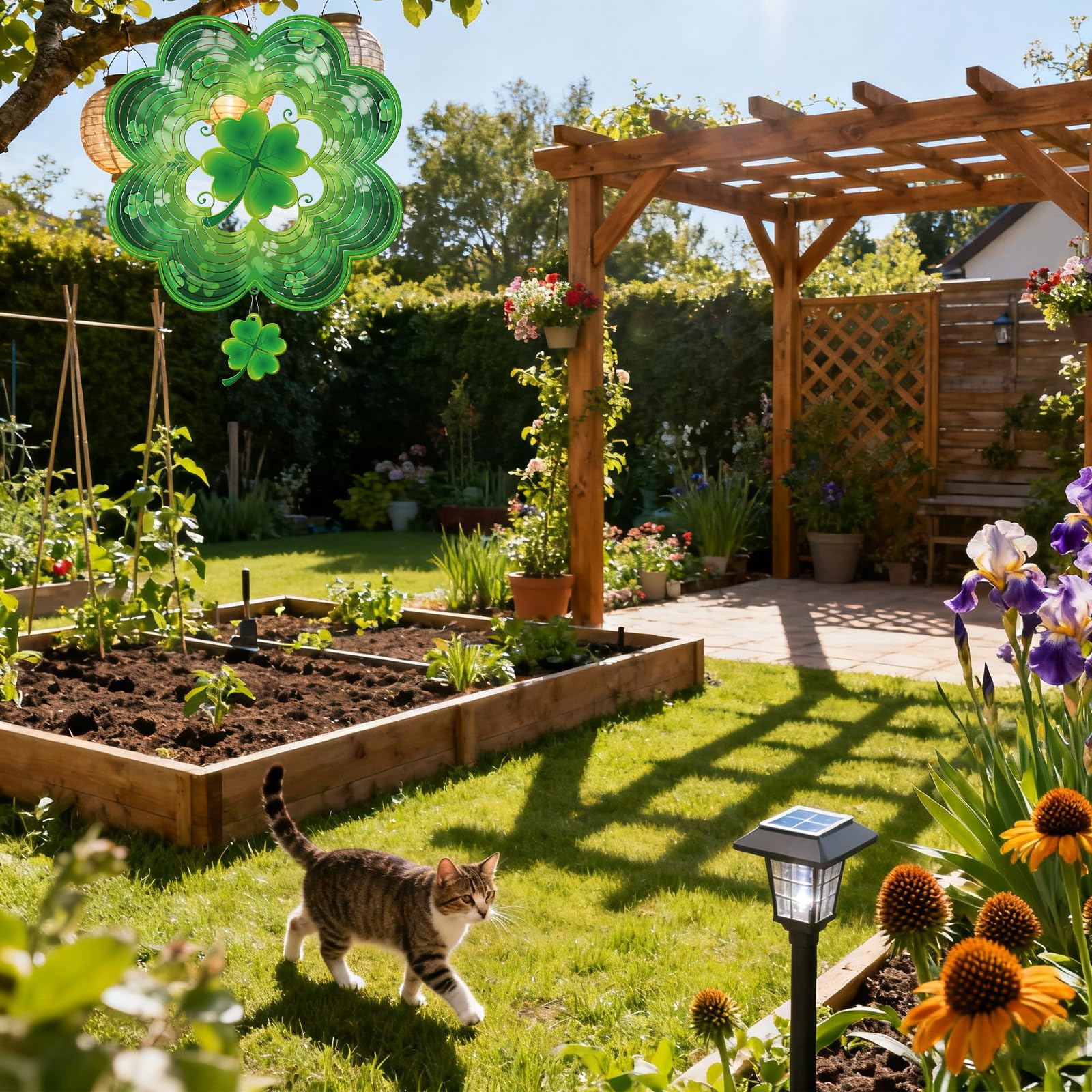 Rngmsi yard garden wind spinner creates cheerful celebration on patios and lawns
