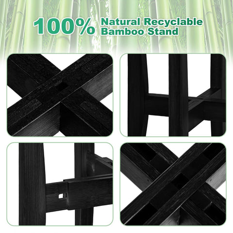 Rnined bamboo plant stand with waterproof finish for easy cleaning.