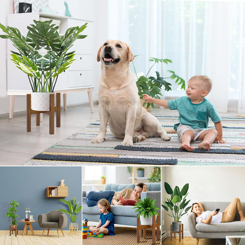 Rnined bamboo stand fitting 8-12 inch pots to elevate any room