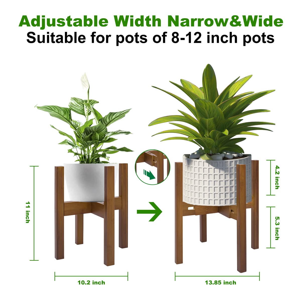 Rnined adjustable plant stand mid-assembly for quick setup