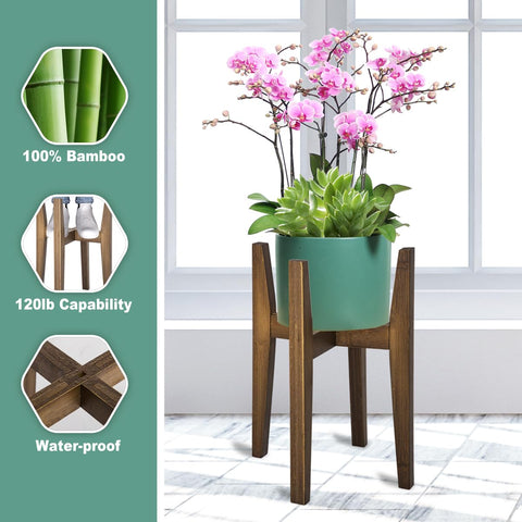Bamboo plant stand by Rnined with smooth, walnut-finished surface