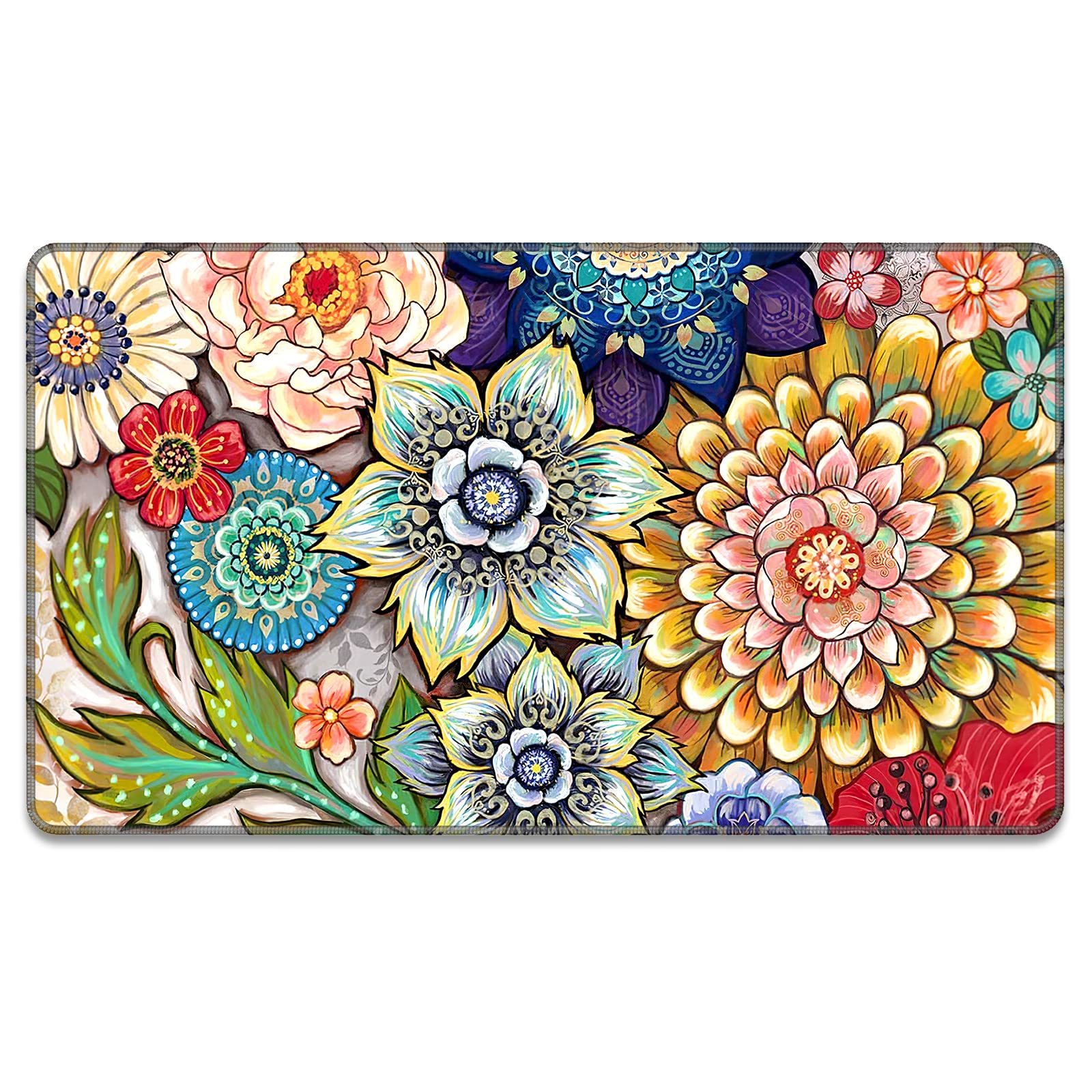 Rnivvi front door mat with cute flower mandala design adds welcoming style and protects floors