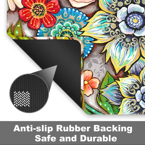 Rnivvi entry rug with hand-stitched edges resists wear