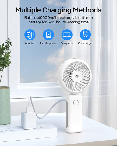 RNKRUN office and outdoors misting fan delivers refreshing mist and breeze.