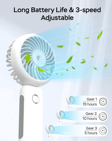 RNKRUN misting fan for outdoor activities keeps you cool under sun.