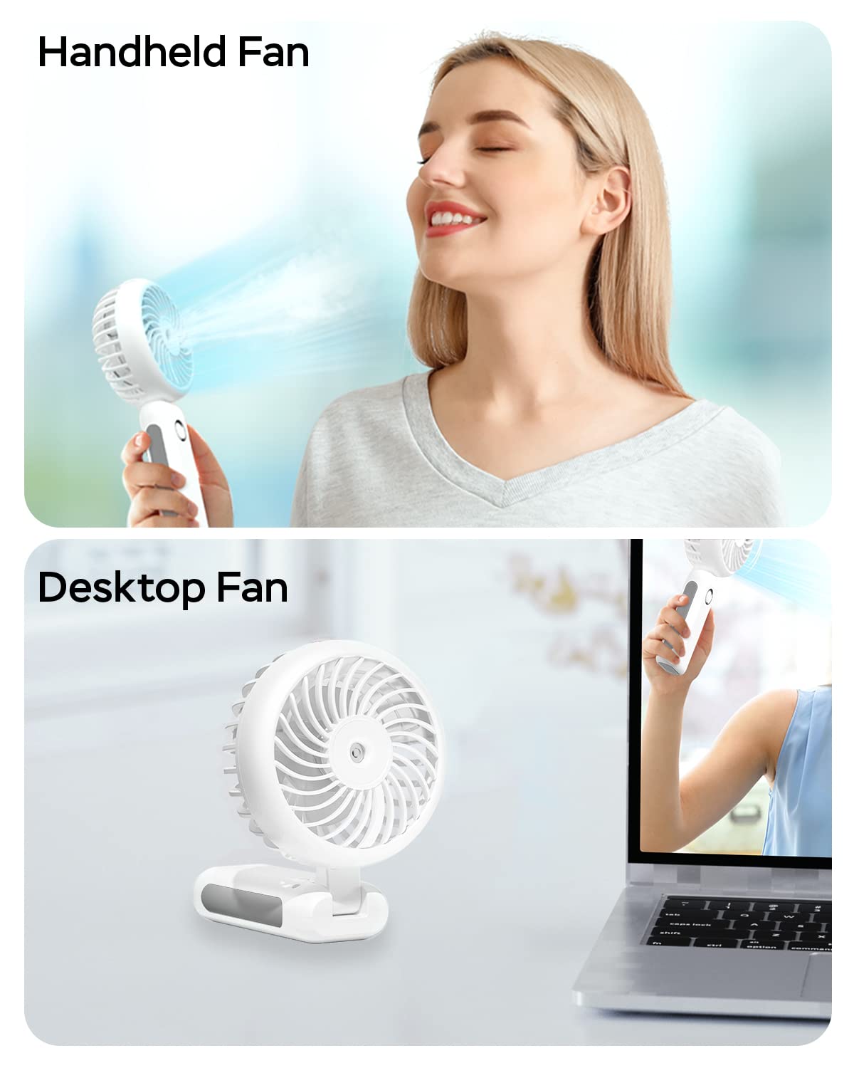 RNKRUN travel-friendly personal fan fits in a bag for outdoor use.