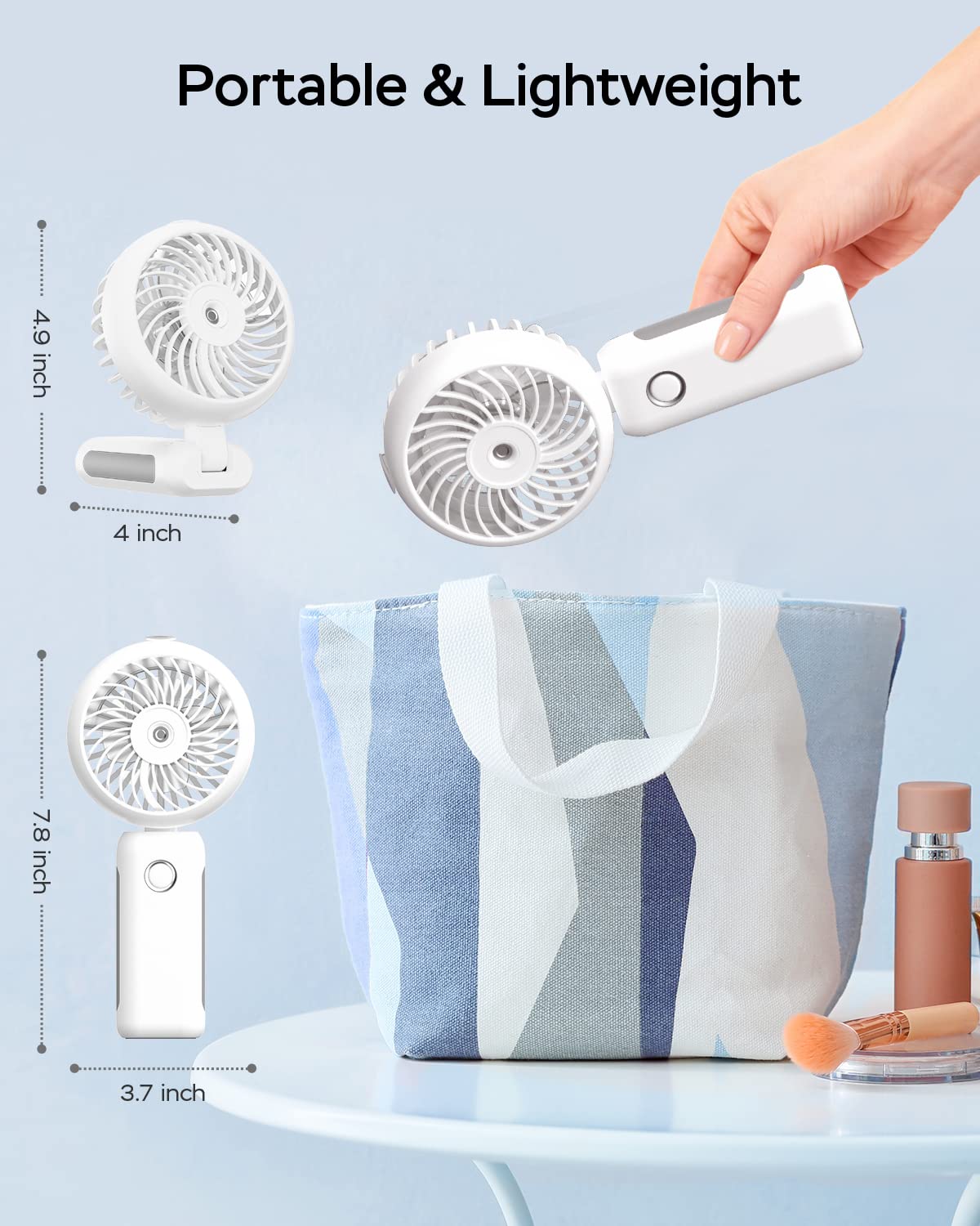 RNKRUN USB rechargeable 4000mAh battery powers long-lasting cool breeze.