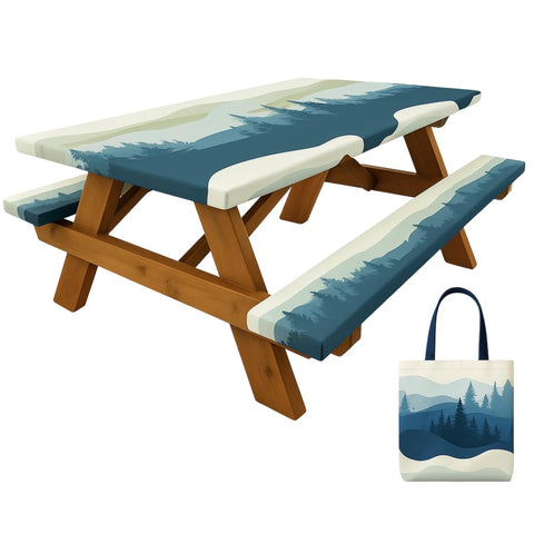 RNOONY 6ft blue table cover with snug fit for outdoor meals