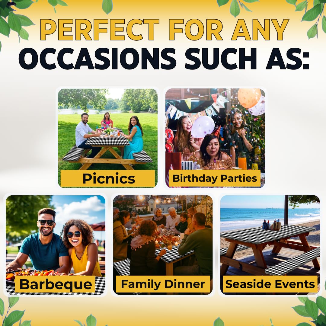 RNOONY stylish 6ft table cover adds a chic touch to picnics.