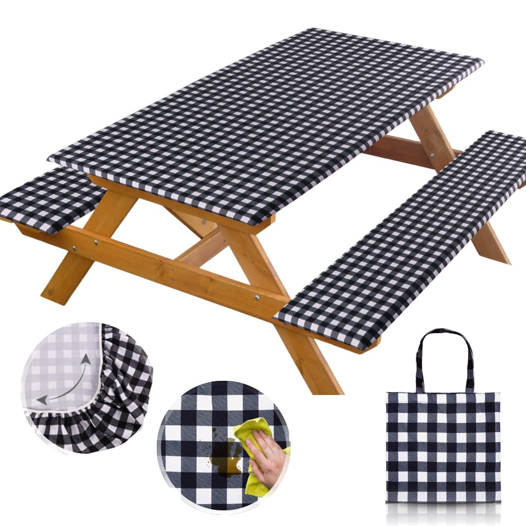 RNOONY windproof 6ft table cover protects a campsite from gusts and spills.