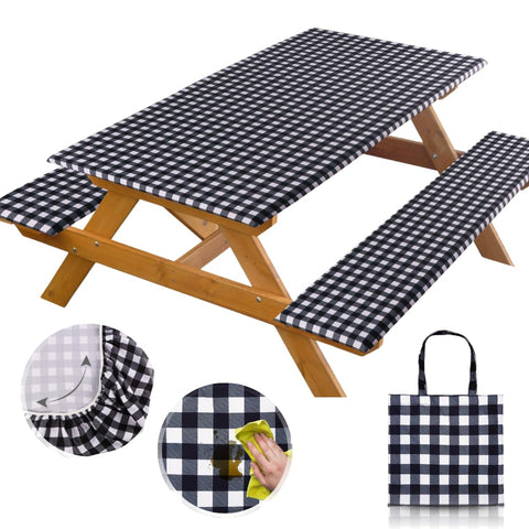 RNOONY windproof 6ft table cover protects a campsite from gusts and spills.