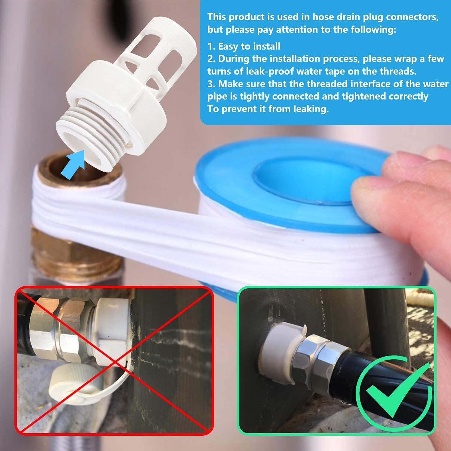 RO6G 2 pack includes two drain connectors for quick replacement needs.