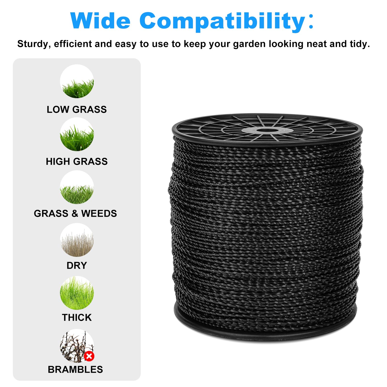 RO6G commercial nylon 3-layer line for tougher yard work.
