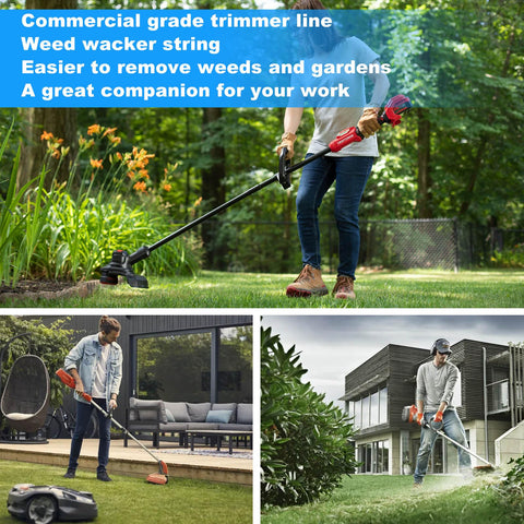 RO6G durable nylon trimmer line minimizes breakage and vibration.