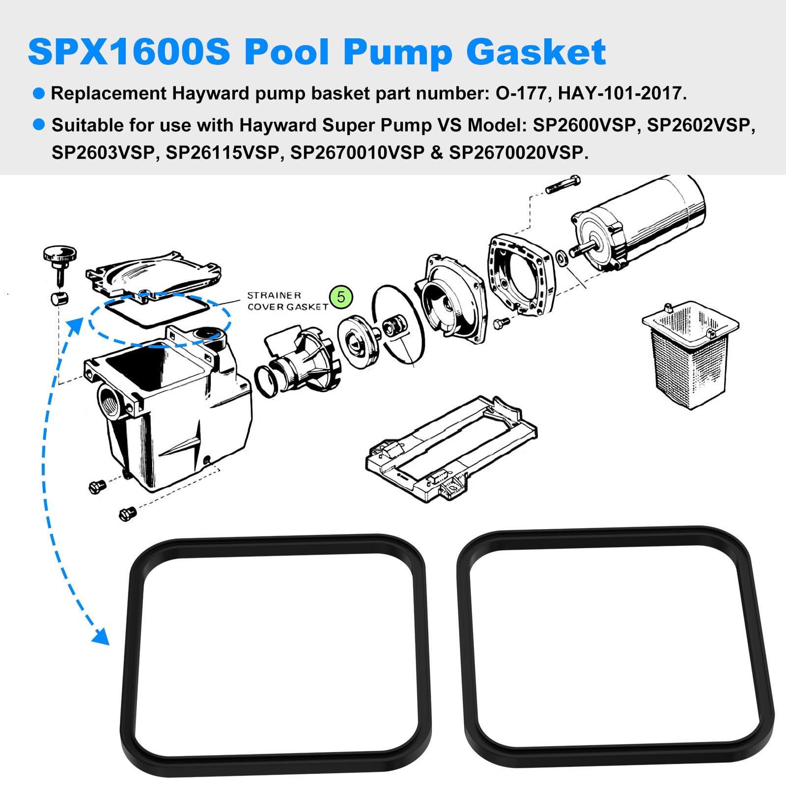 RO6G Hayward pump lid gasket O-177 ensures tight fitting and leak prevention.
