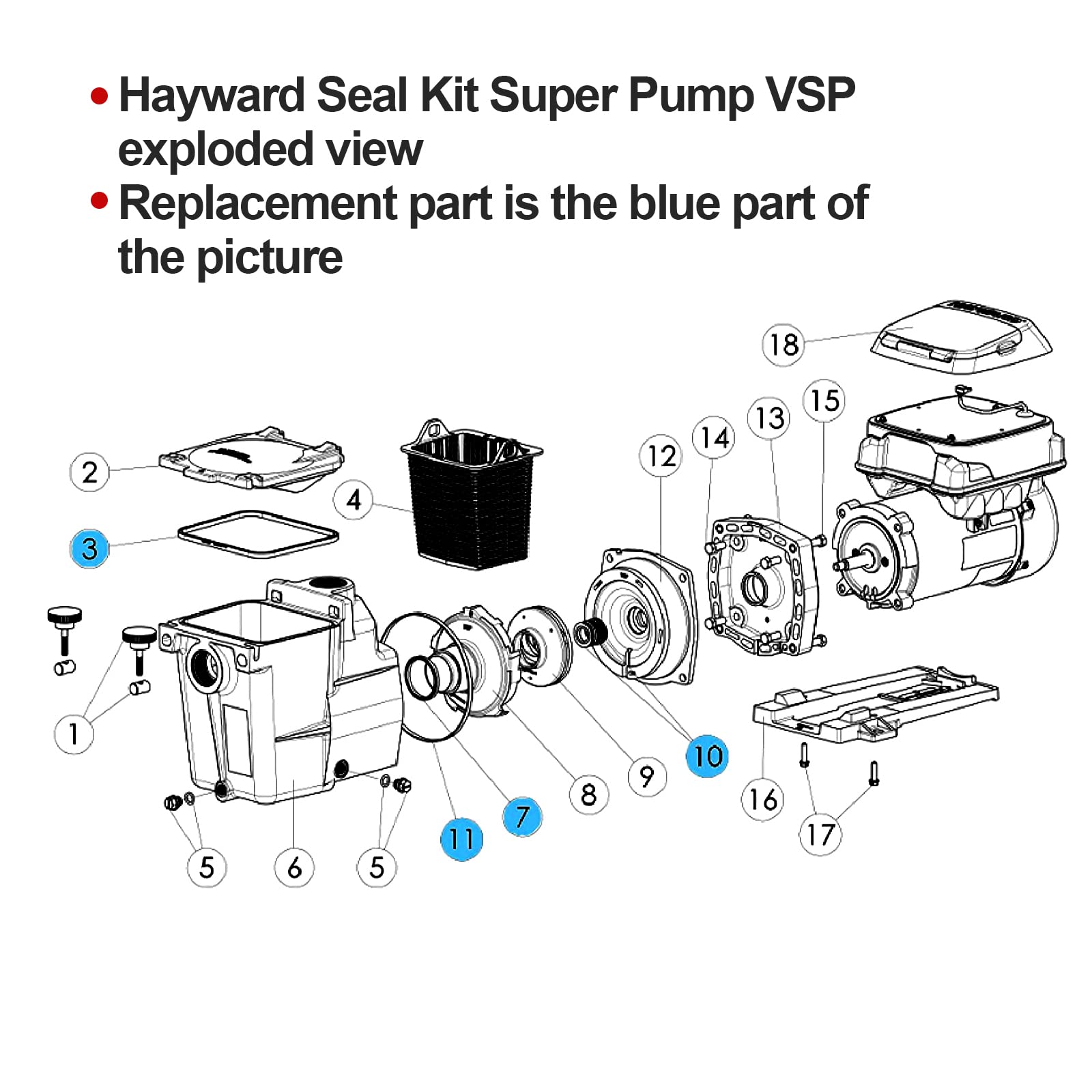 RO6G Hayward replacement seal kit compatibility list for SP1600 SP2600 series