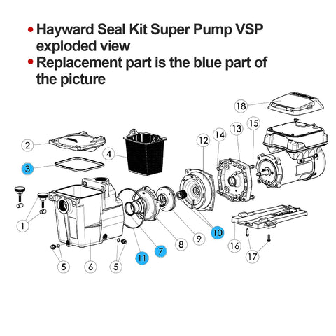 RO6G Hayward replacement seal kit compatibility list for SP1600 SP2600 series