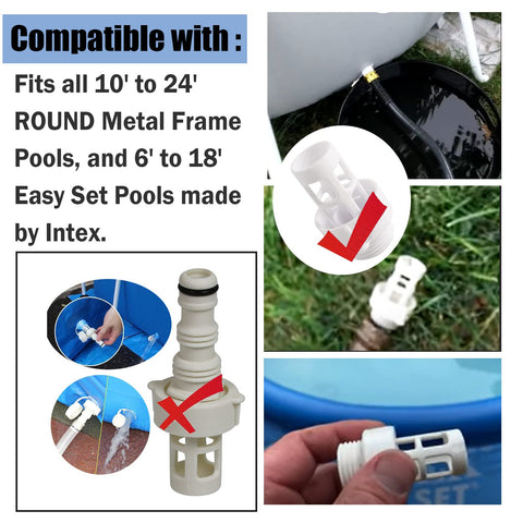 RO6G adapter for Intex Easy Set and Wet Set pools enables efficient water drainage.