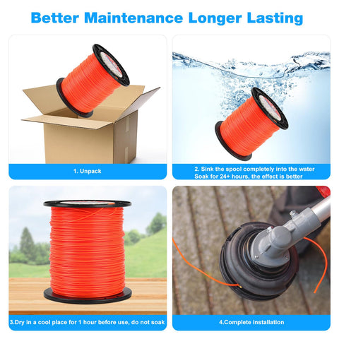 RO6G long-life red trimmer line shown ready for refills and reuse.