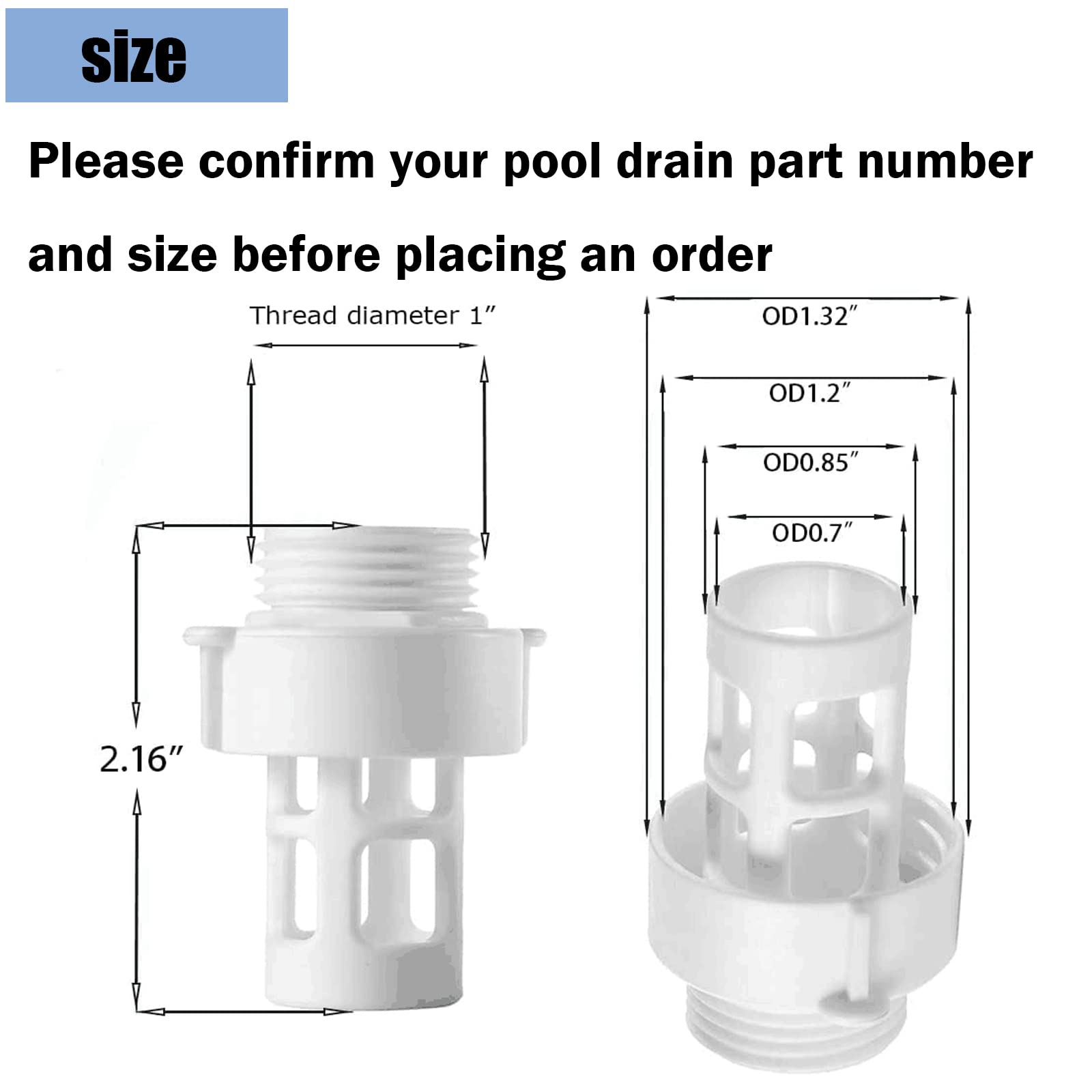RO6G round pool drain adapter fits 10 to 24 foot pools for simple water release via hose.
