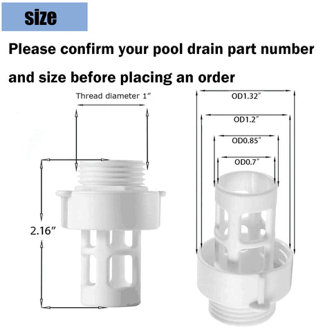 RO6G round pool drain adapter fits 10 to 24 foot pools for simple water release via hose.
