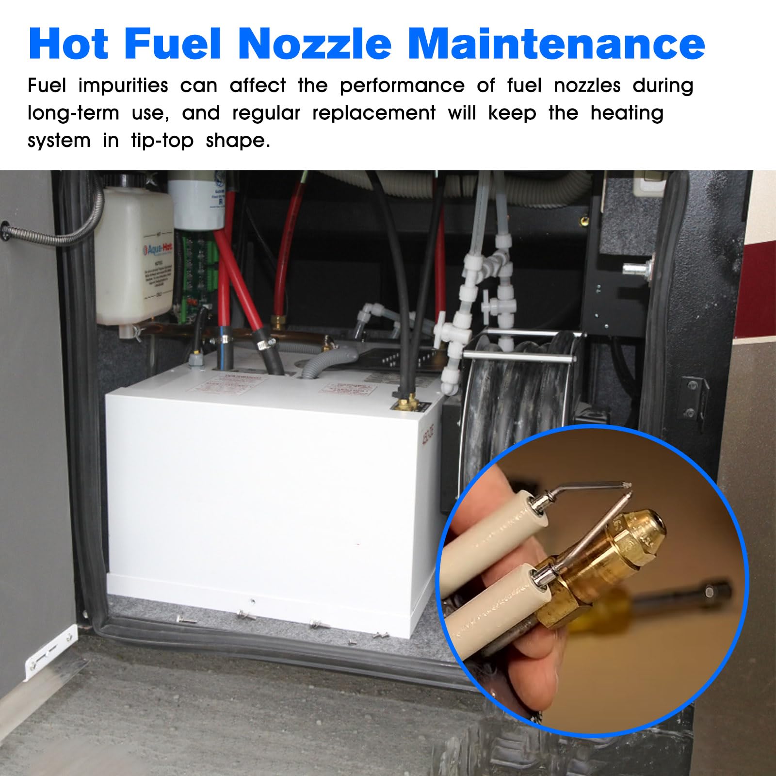 RO6G compact nozzle suits tight RV engine compartments