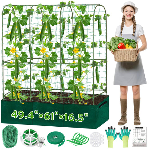 ROADPLUM cucumber trellis 61 inch frame supports vigorous vines for raised beds
