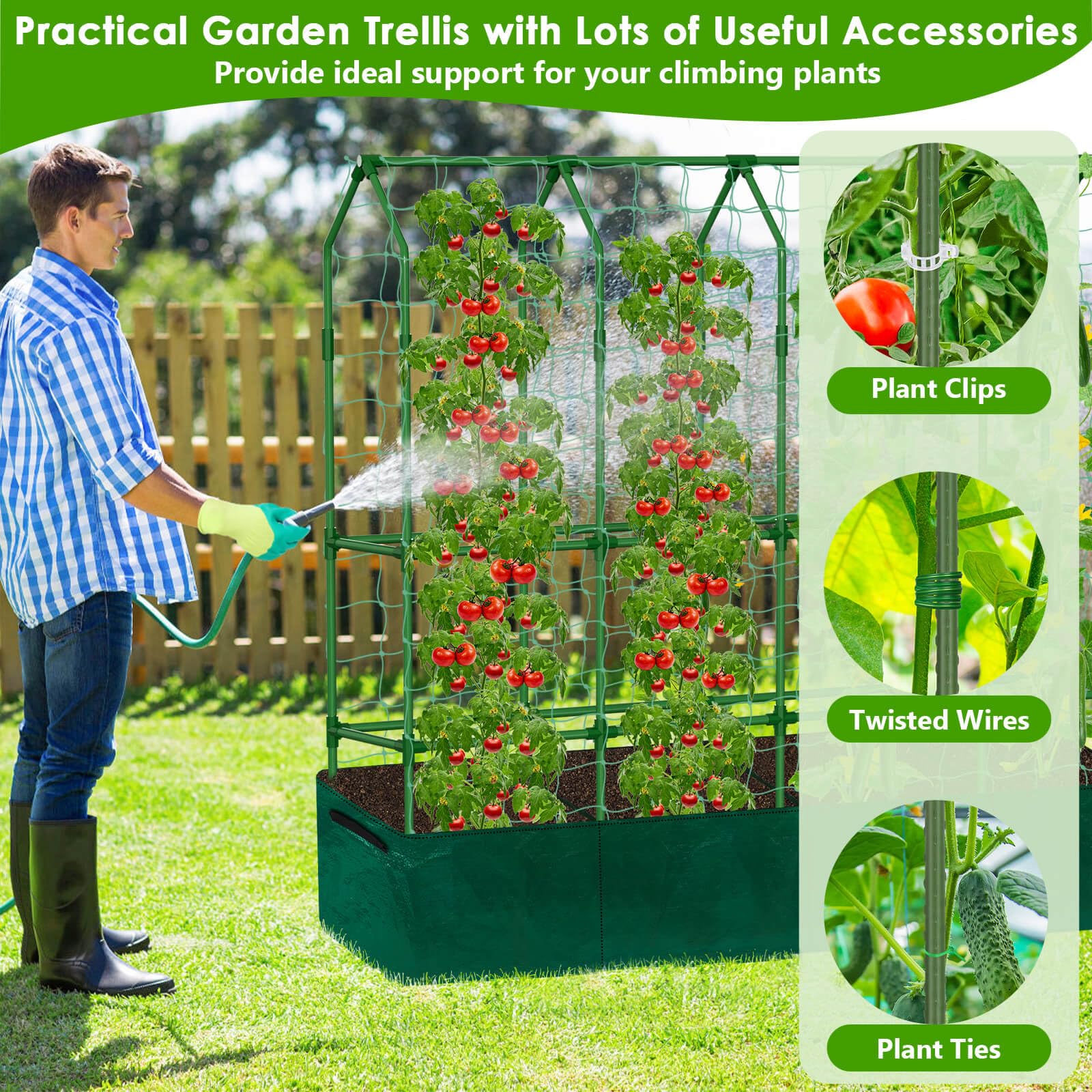 ROADPLUM garden gloves and instruction sheet for easy setup.