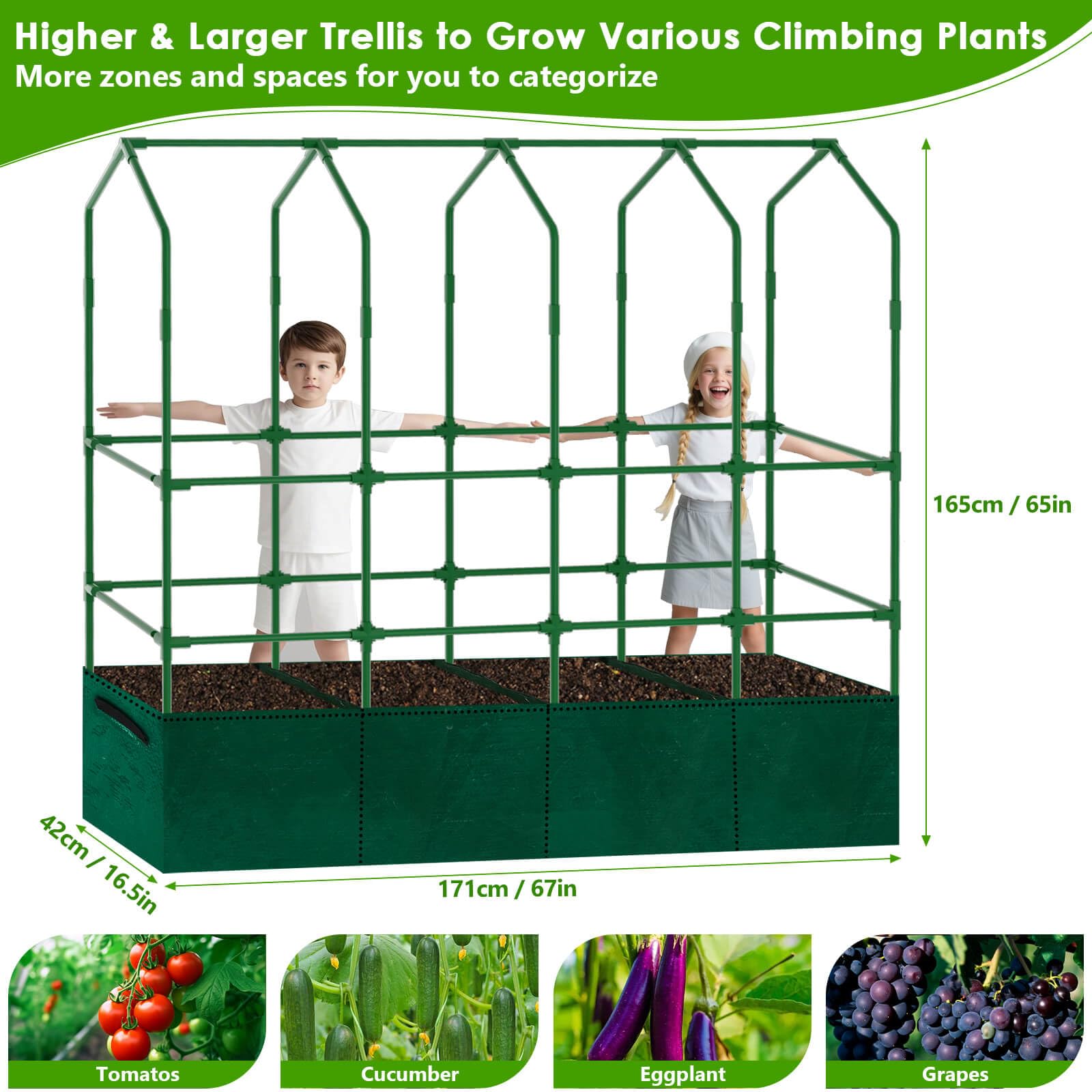 ROADPLUM grow bag for vegetables promotes root aeration and drainage.