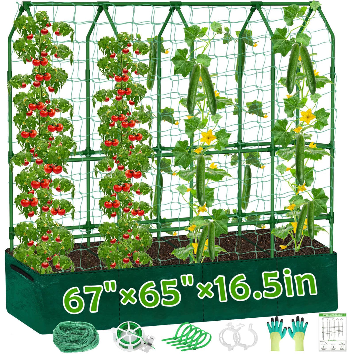 ROADPLUM large cucumber trellis assembly supports vertical growth for higher yields.