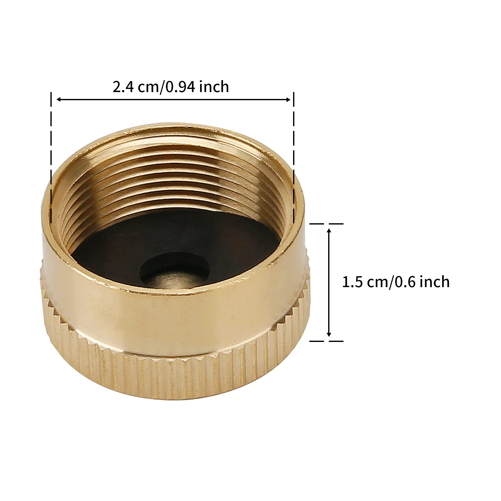 Roastove brass cap seal with rubber gasket prevents leaks