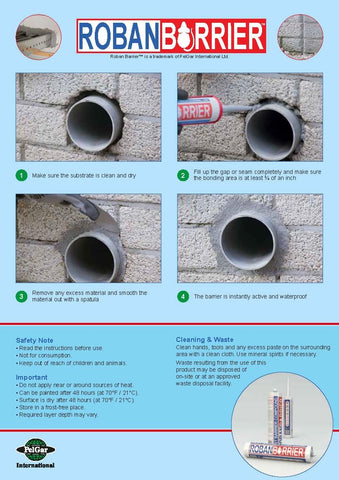 Roban Barrier application on a wall crack for a durable seal.