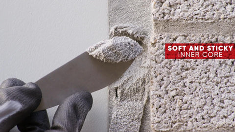 Interior wall joint treated with Roban Barrier for crack sealing.