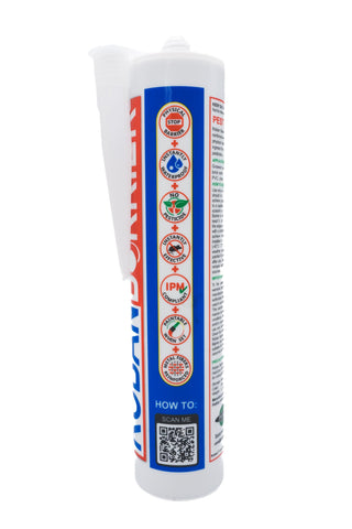 Roban Barrier adheres to wood and concrete surfaces for sealing.