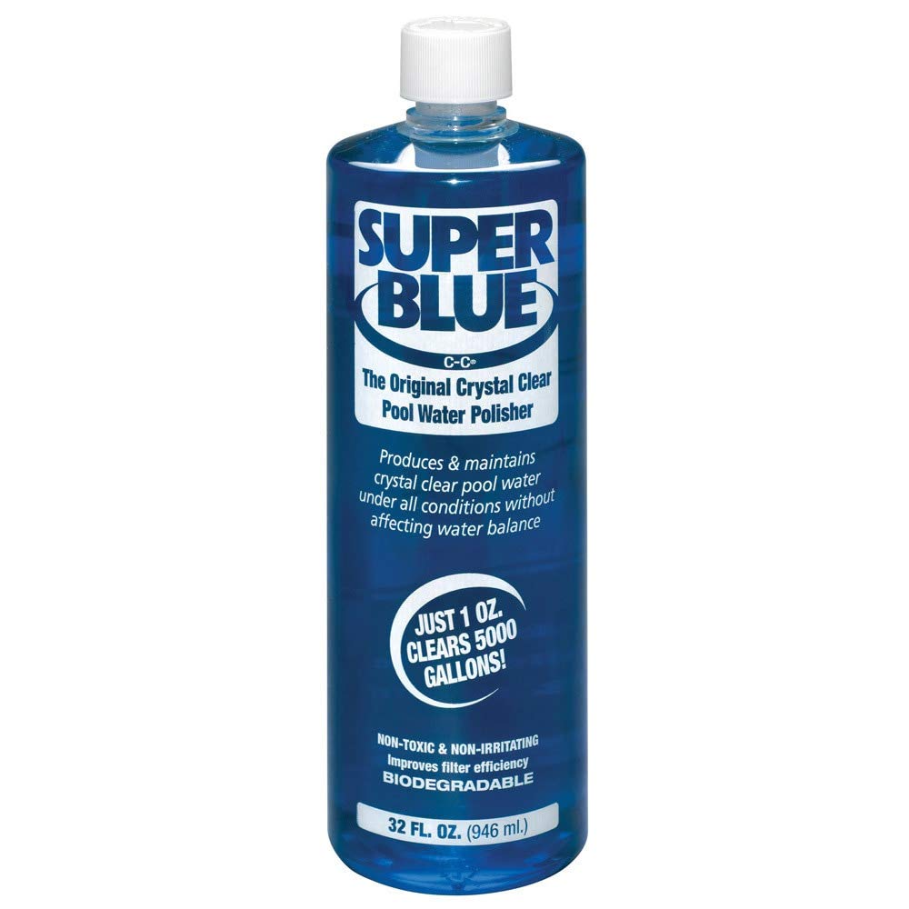 Robarb pool clarifier bottle showcases blue formula for fast, clear pool water.