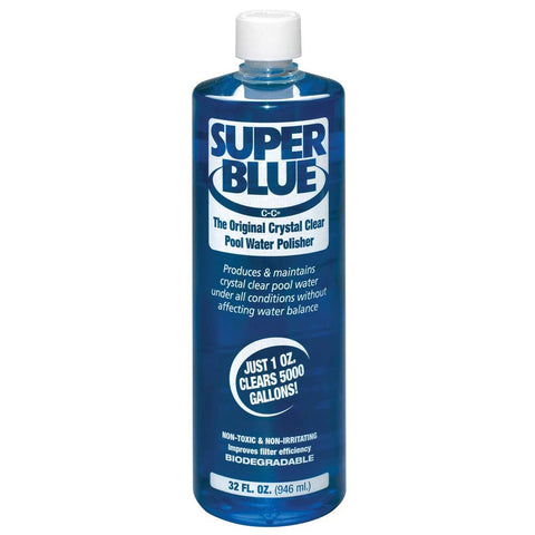 Robarb pool clarifier bottle showcases blue formula for fast, clear pool water.