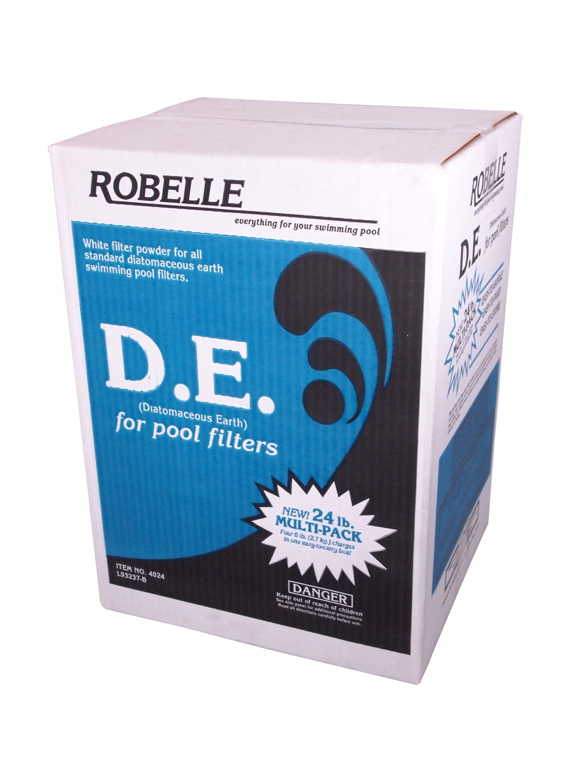 Robelle 24lb premium DE powder box for efficient pool filtration.