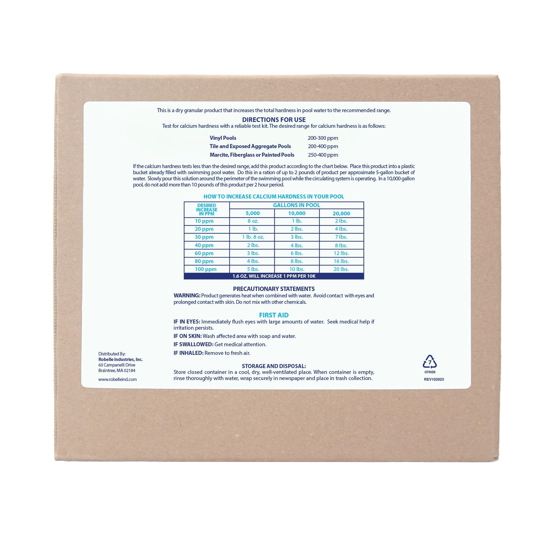 Robelle Calcium Up helps reach 200-400 ppm hardness target