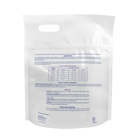 Robelle cyanuric acid level chart showing target 40-100 ppm for balanced pool chemistry.