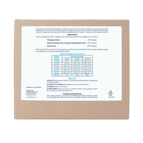 Robelle sodium bicarbonate pool powder pouring showing quick dissolution