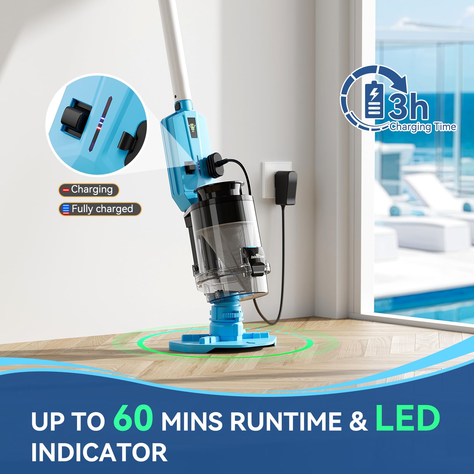 Robokleen in-action cleaning in shallow water for steps and edges