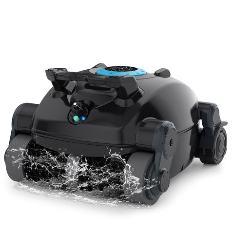 ROBOKLEEN X1 cordless pool cleaner on wall-climbing action for deep pool cleaning