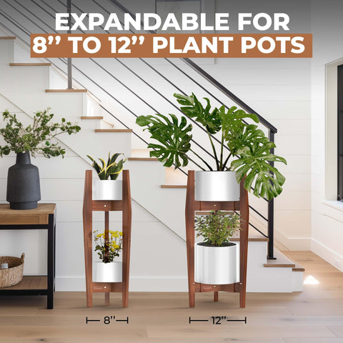ROCCA adjustable-width top tier showing 8–12 inch range for various pots.