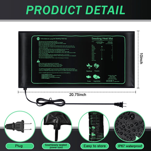 ROCEEI seedling heat mat cord connection demonstrates durable heat setup