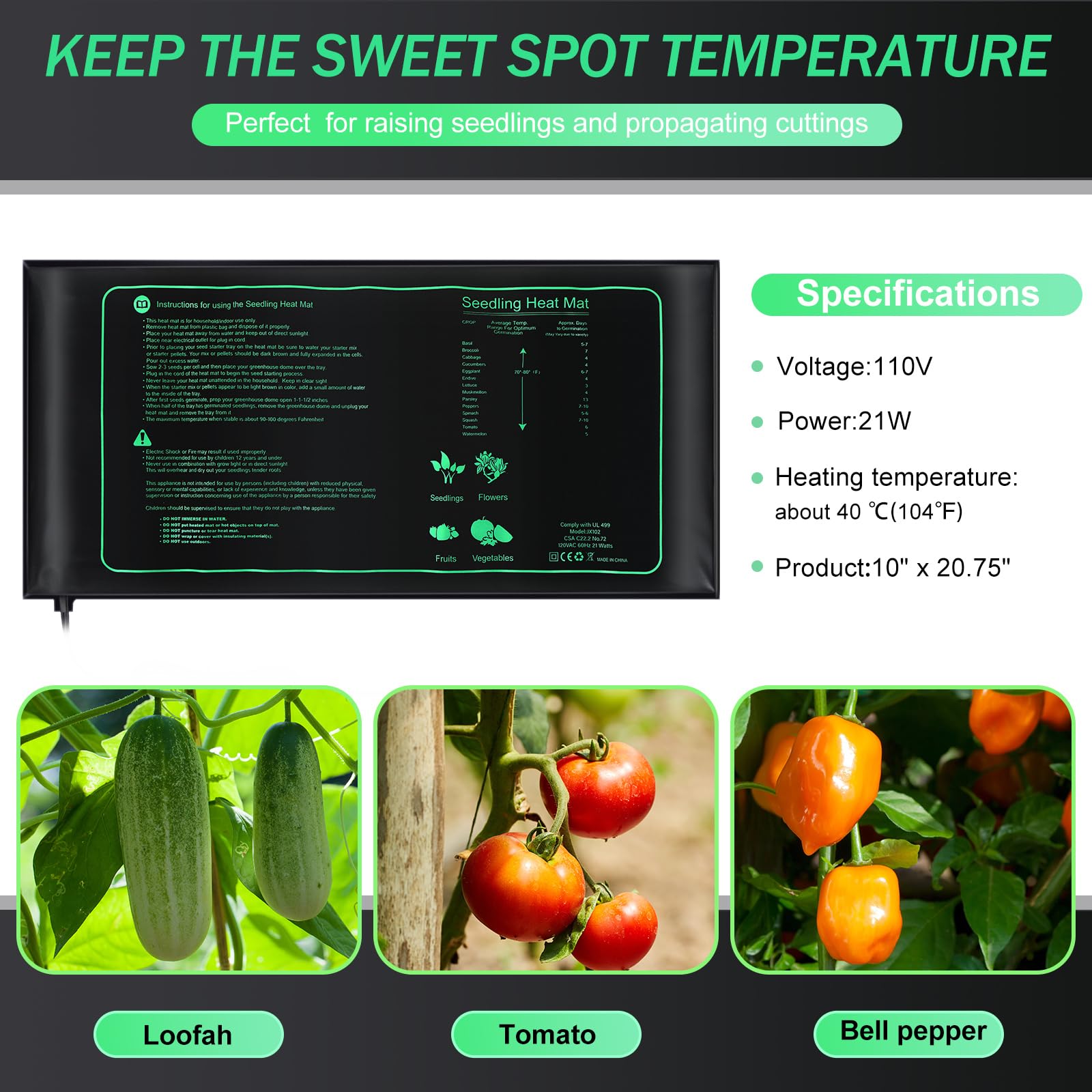 ROCEEI seedling heat mat in propagation tray enhances early growth warmth
