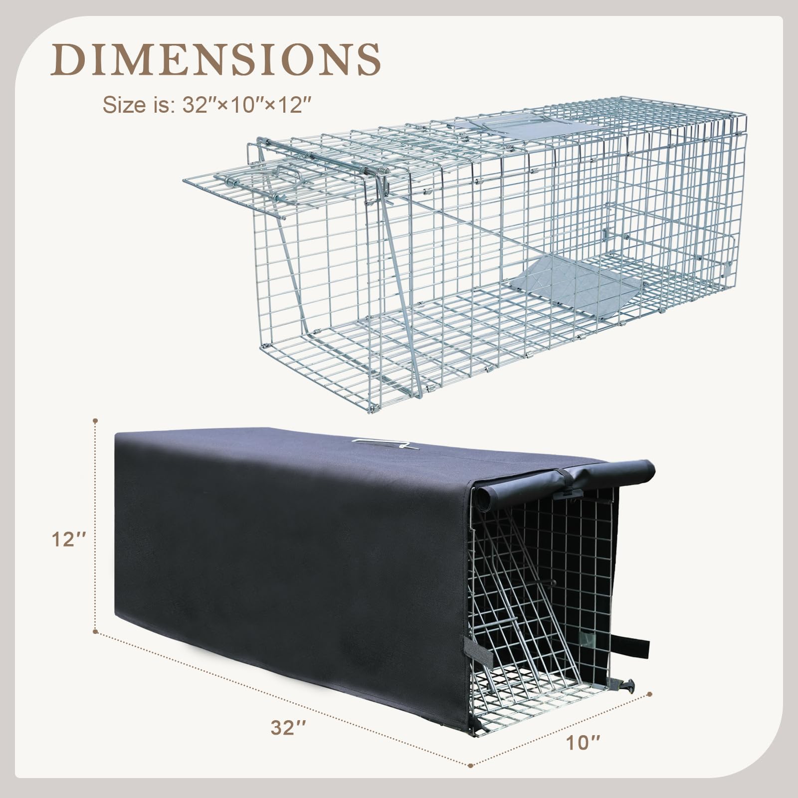 Rockever cage cover with windproof clasps securely fastened for windy conditions.
