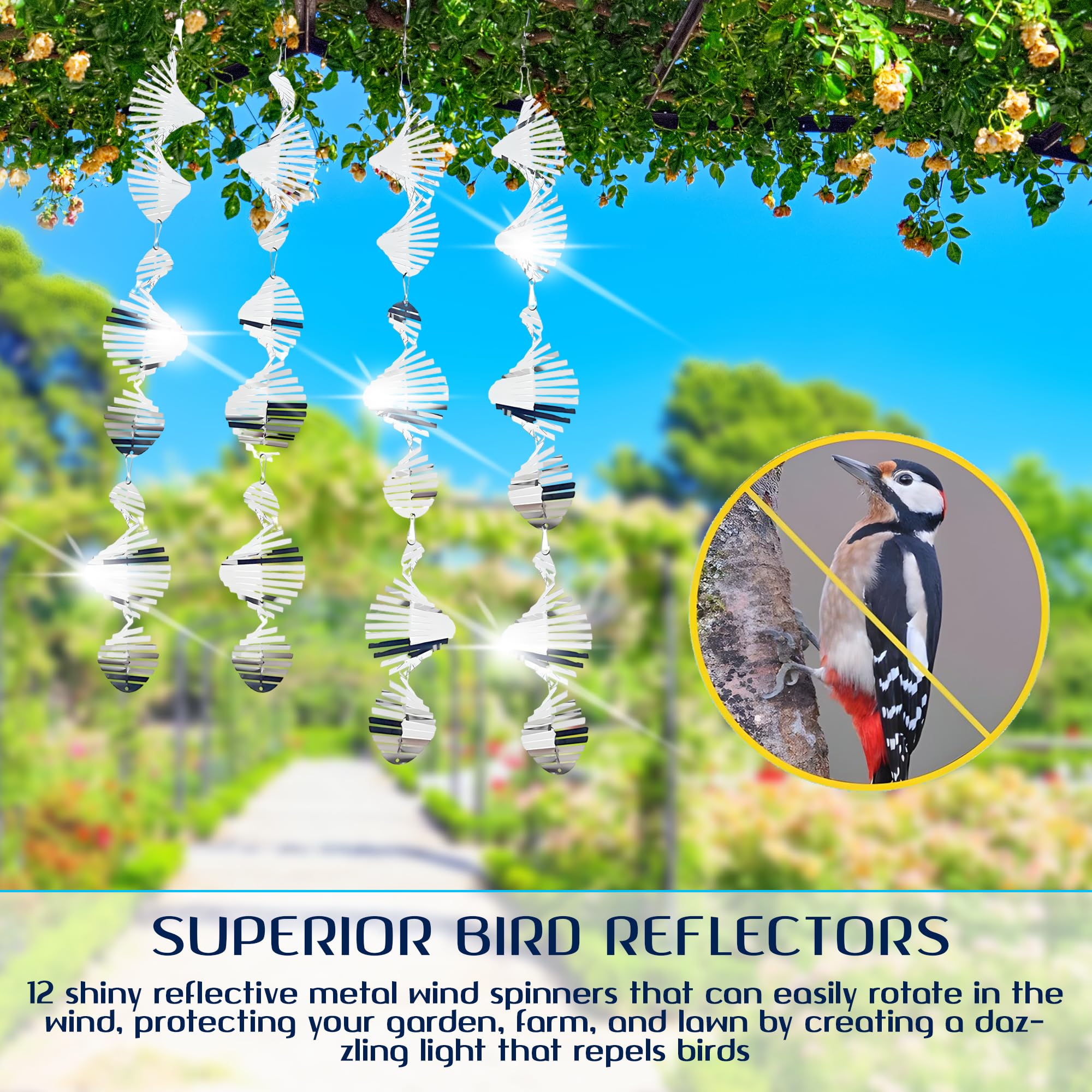ROCKFEELTEE easy-install-bird-scare simple setup with hooks for quick placement