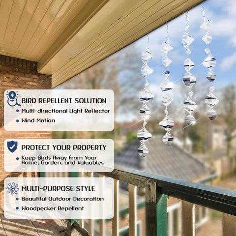 ROCKFEELTEE stainless-steel-disc-bird-reflector durable outdoor use deters woodpeckers and pigeons