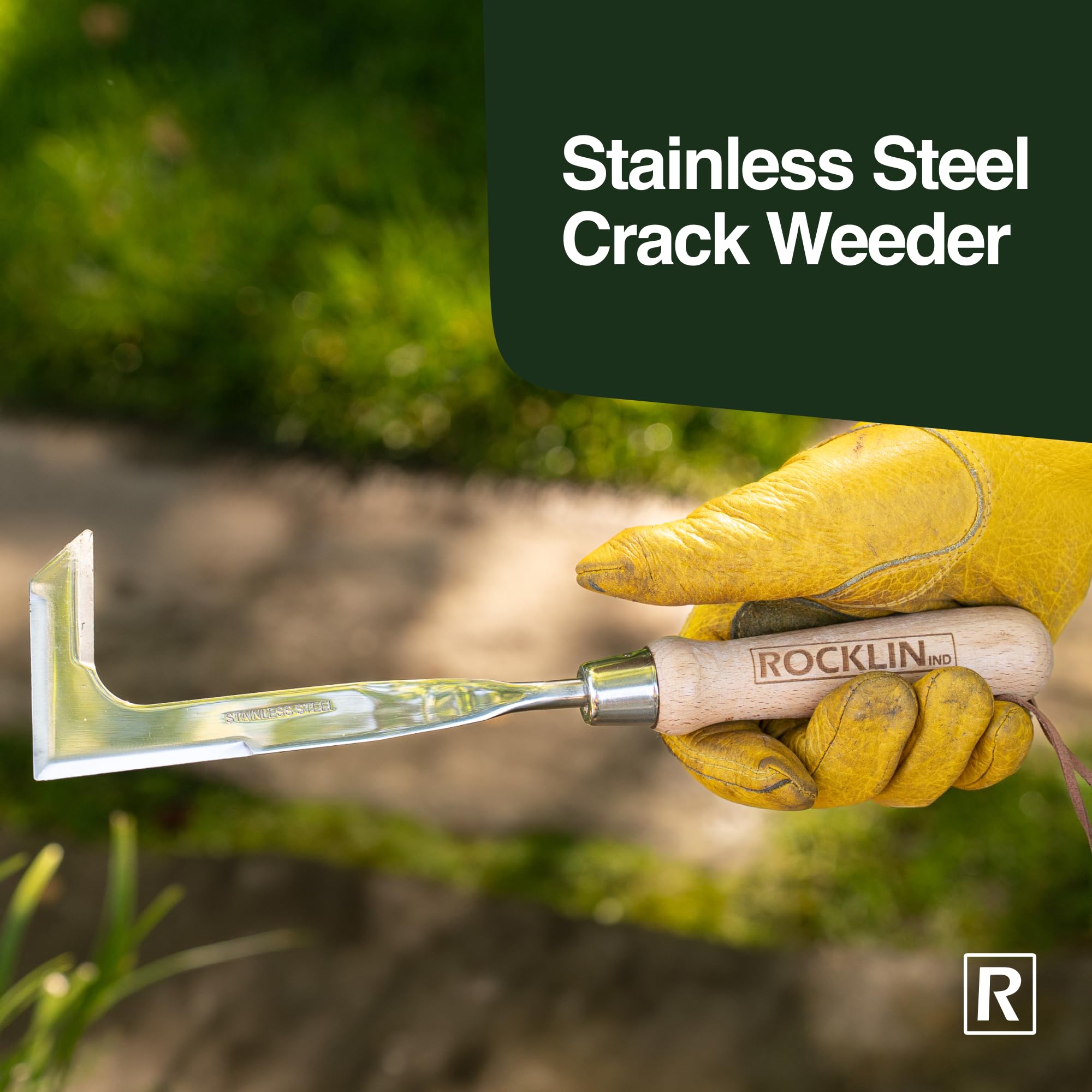 Rocklin Crack Weeder foot pedal delivers steady downward pressure in dirt.
