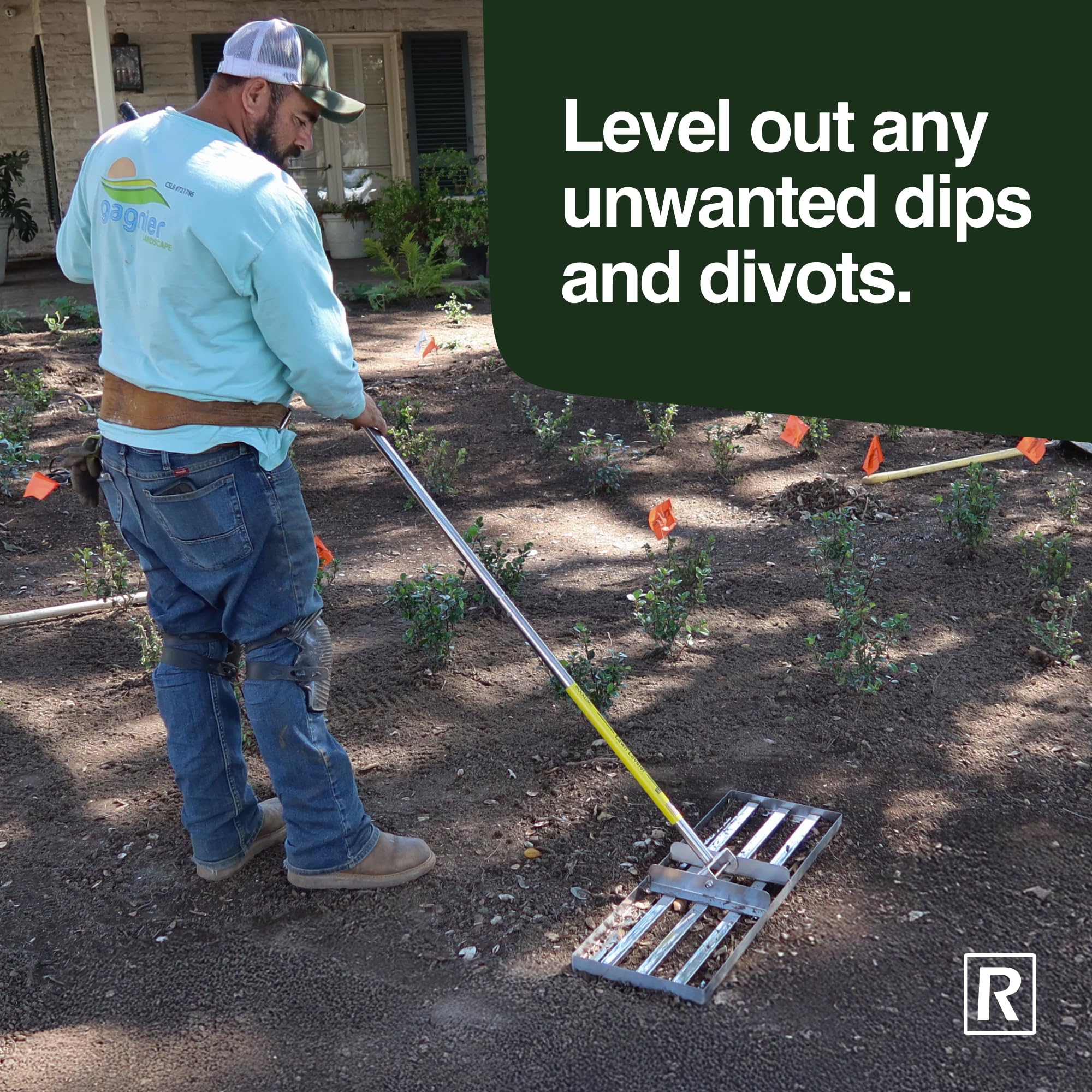 Rocklin Industry rake with adjustable handle down to 50 inches for tight spaces